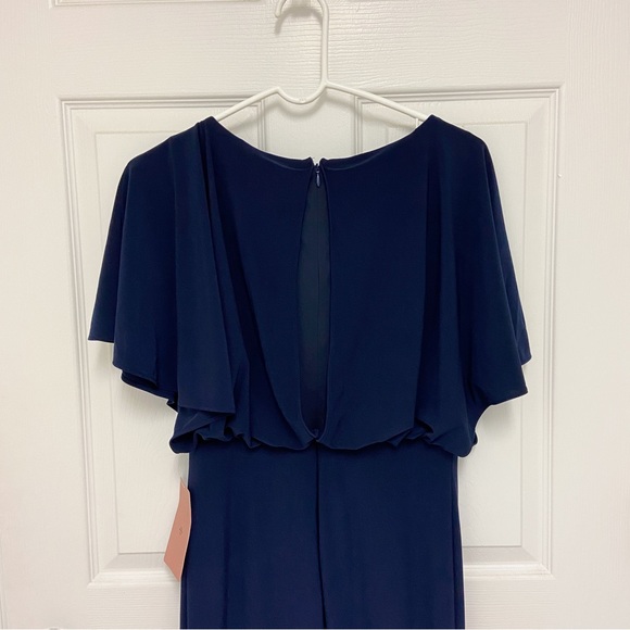 NWT BHLDN Lena in Navy Flutter Sleeve Jersey Slit Front Maxi Dress Gown 4 - Picture 8 of 11